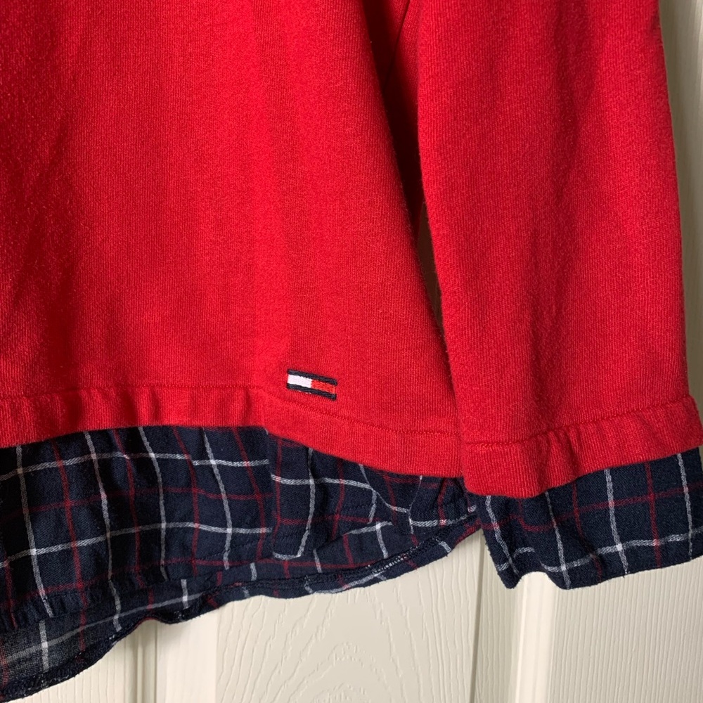 Tommy Hilfiger | Women's Layered Look Hooded Sweatshirt Red - M - Picture 5 of 9